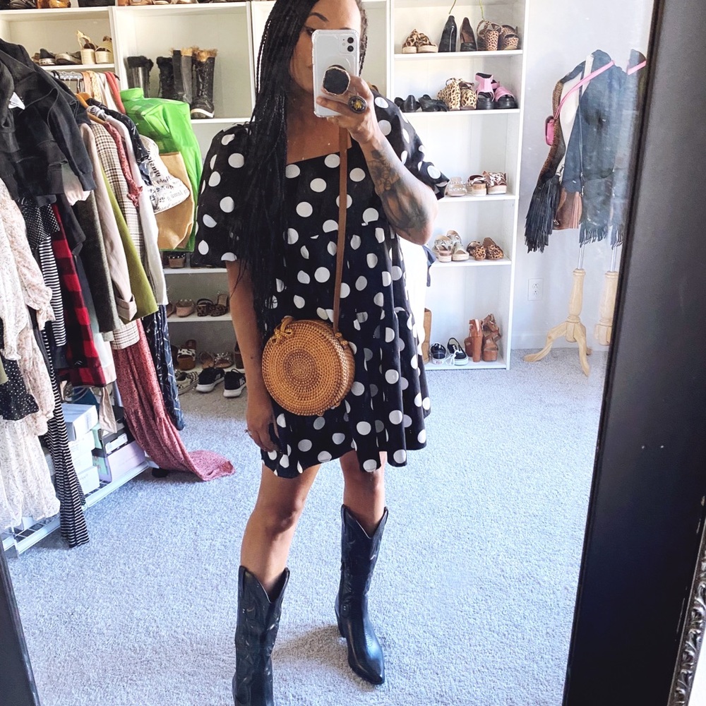 Polka Dot Puff Sleeve Dress